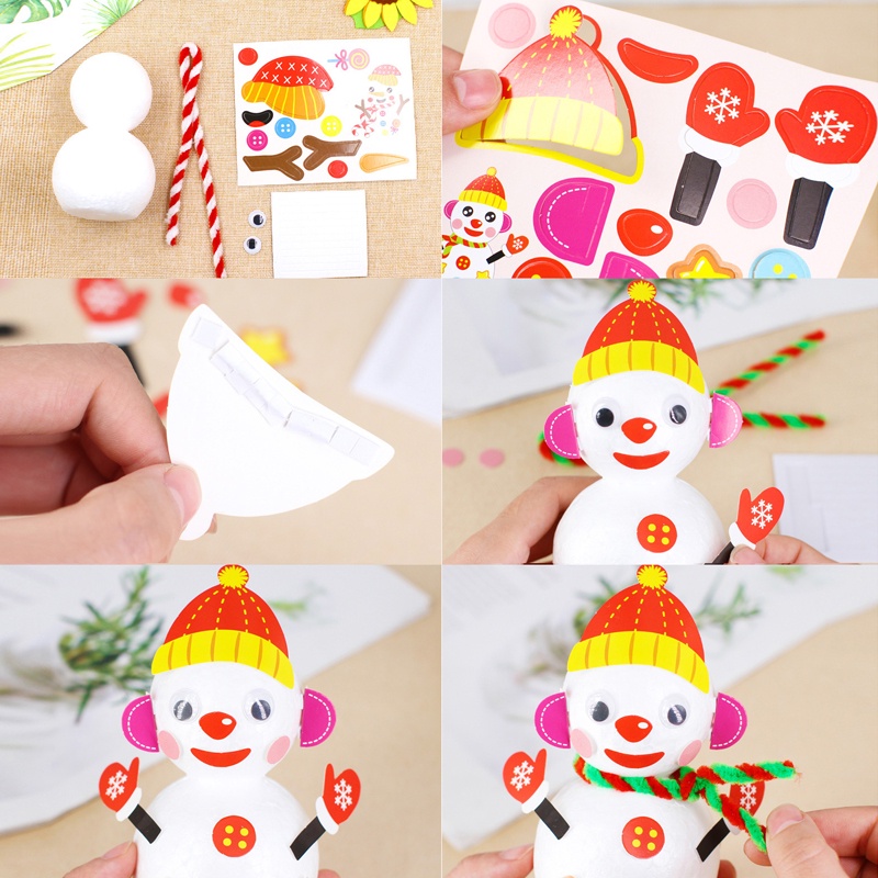 Mainan Edukasi Boneka Busa Snowman Handmade DIY Untuk Hadiah Natal Anak