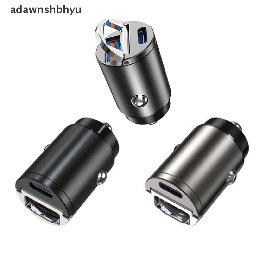 Adaptor Mobil adawnshbhyu Mini Siluman QC 4.0 3.0 Quick Charge 30W PD+QC/PD+PD Charger Mobil