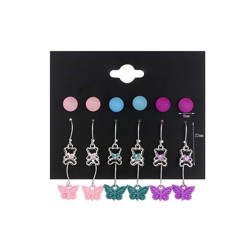 LRC Anting Set Fashion Color Mixing 9 Pairs Of Animal Love Earrings K50506