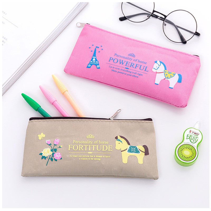 MURMURE.ID | TEMPAT PENSIL CUTE  ROYAL HORSE TERBARU PENSIL CASE ZIPPER IMPORT PC033-4