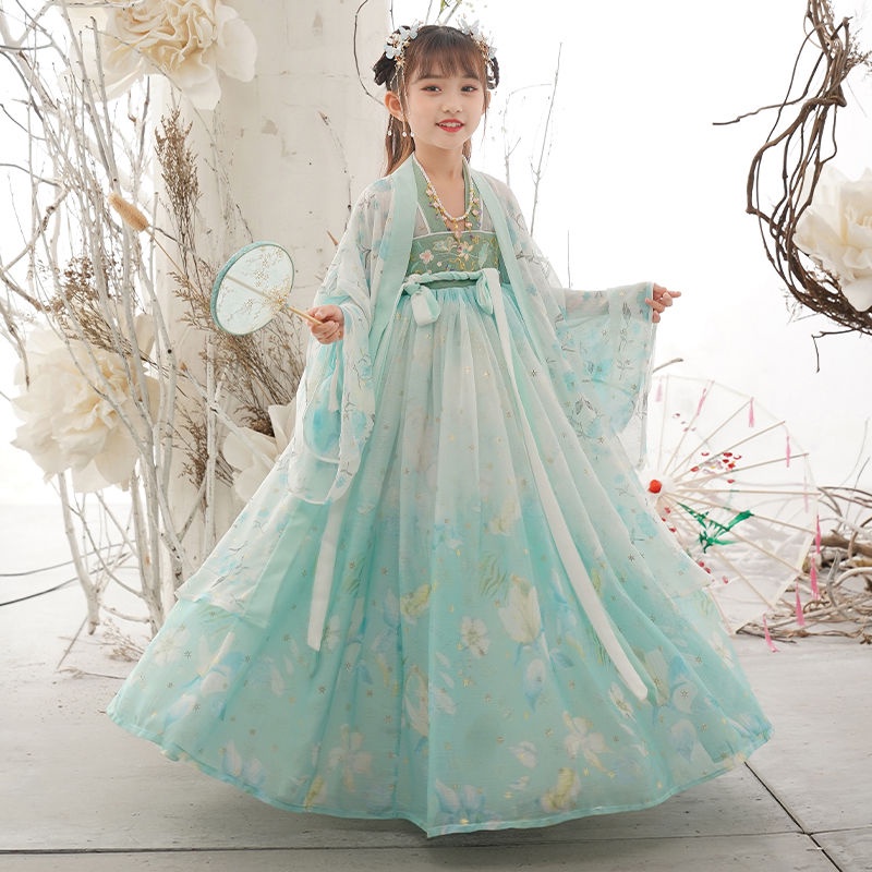 Children's Hanfu spring and autumn girls' thin long sleeve super immortal improved summer ancient cl