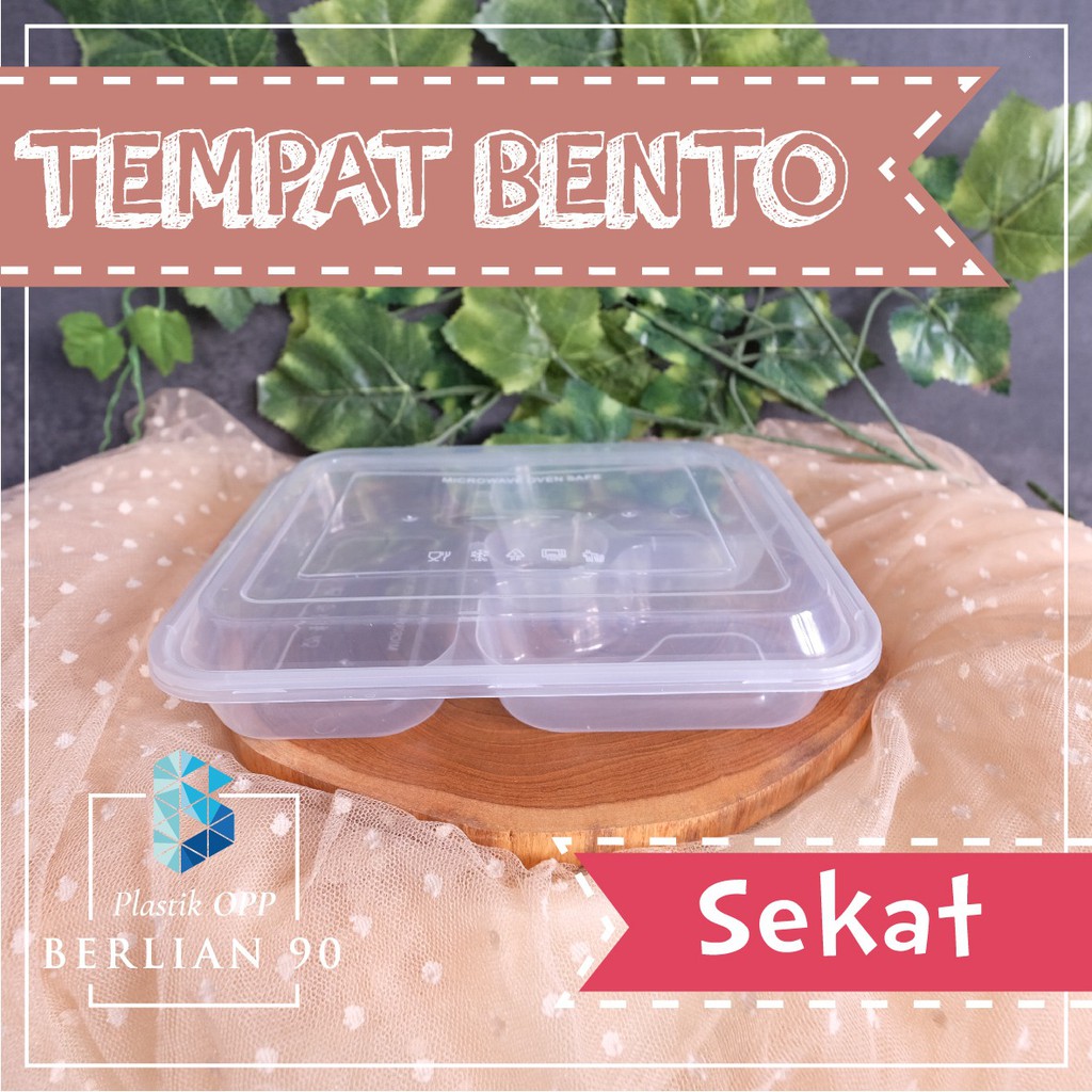 ( ECER ) Thinwall Cup Kotak Makanan Sekat 3 Bento Plastik Tebal Premium / Cup Plastik Sekat Bento te