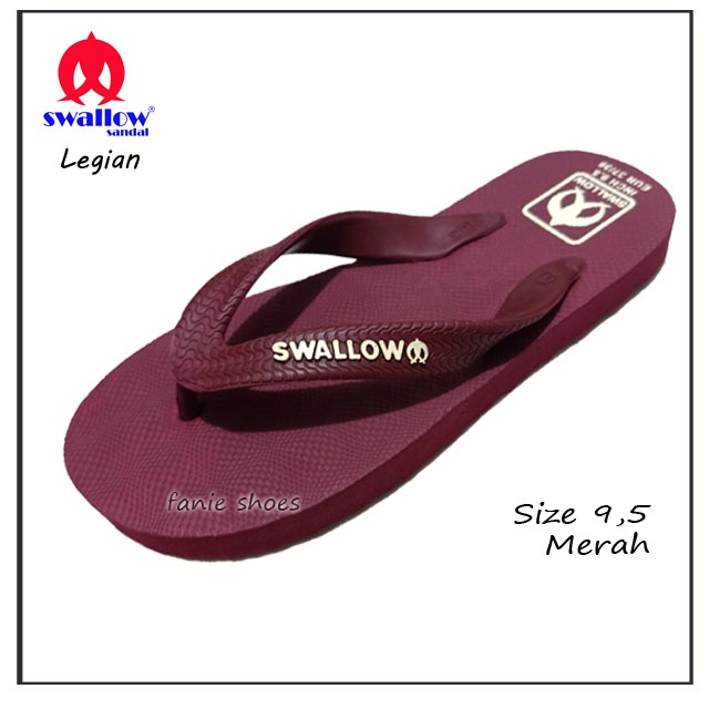 Swallow Legian Sandal Hitam Jepit Karet Pria Wanita 9.5 - 11 / Sandal Wudhu / Sandal Karet