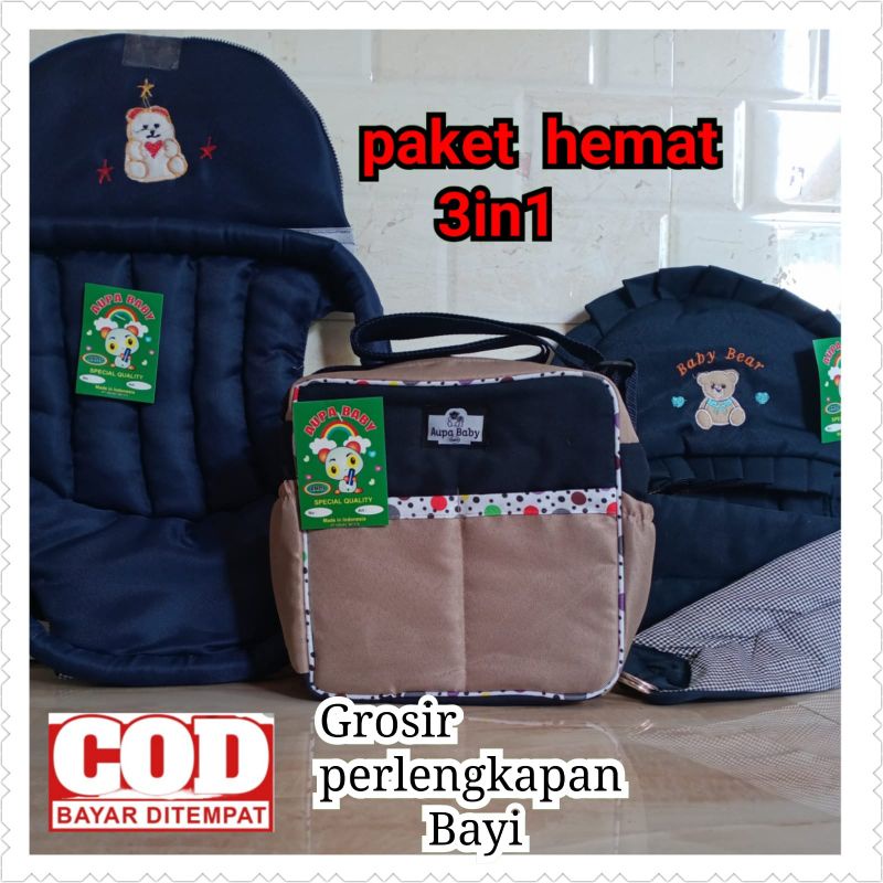 paket 3in1 Gendongan bayi Depan Bordir Gendongan Bayi Samping Bordir Dan Tas bayi SP