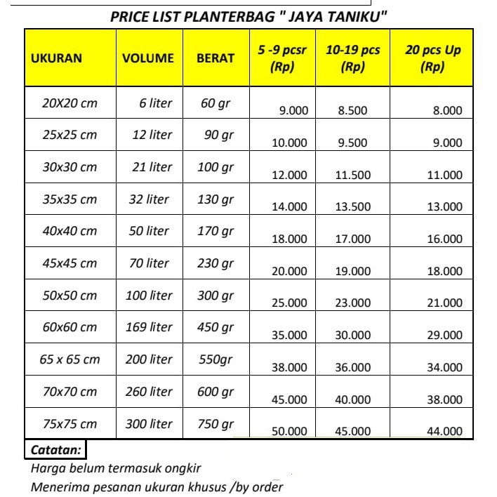 Planter Bag 60 x 60 Cm