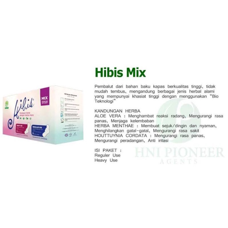 Hibis Pembalut Herbal HNI / Hibis mix / Hibis campur - Hibis Night Use - Hibis Day Use