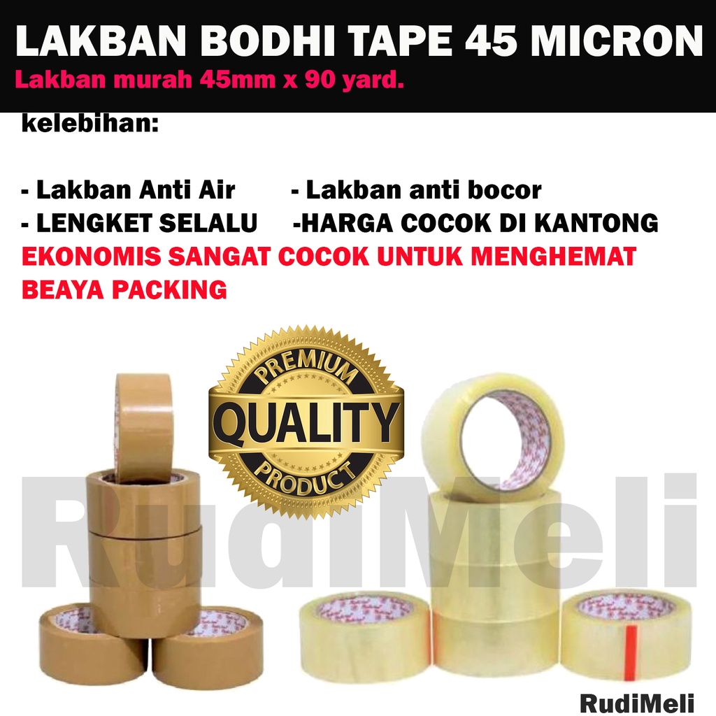 

(HARGA PER PCS)LAKBAN TEBAL /ISOLASI BENING COKLAT BODHI TAPE UK 2INCH (45 MM X 90 YARD)-LAKBAN MURAH UNTUK PACKING