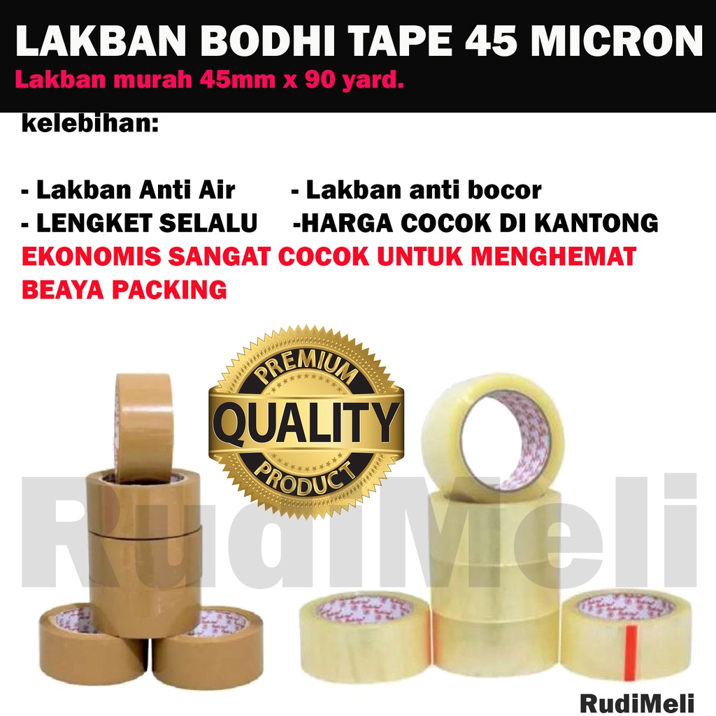 (HARGA PER DUS)LAKBAN TEBAL /ISOLASI BENING COKLAT BODHI TAPE UK 2INCH (45 MM X 90 YARD)-LAKBAN MURAH UNTUK PACKING