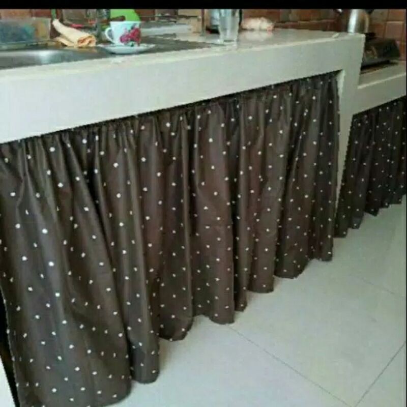 gorden kolong dapur dotty coklat
