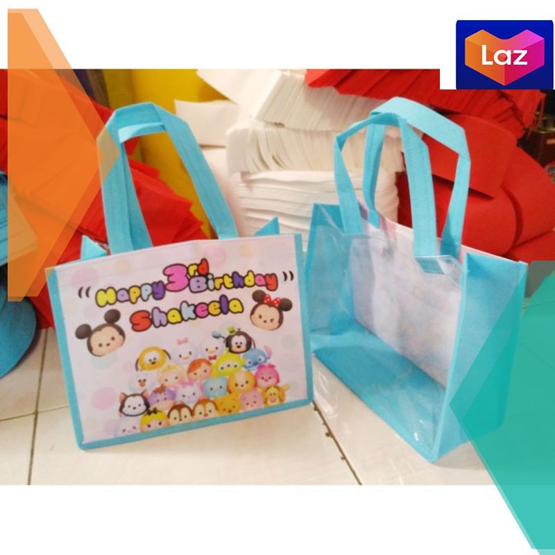 GOODIE BAG  TAS MIKA ULANG TAHUN ANAK CUSTOM NAMA UK 25X14X20