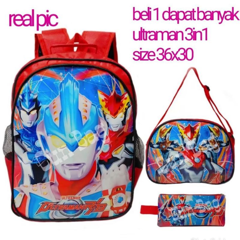 Tas ransel anak karakter superhero 3in1- tas + tas Selempang + tempat pinsil - tas anak