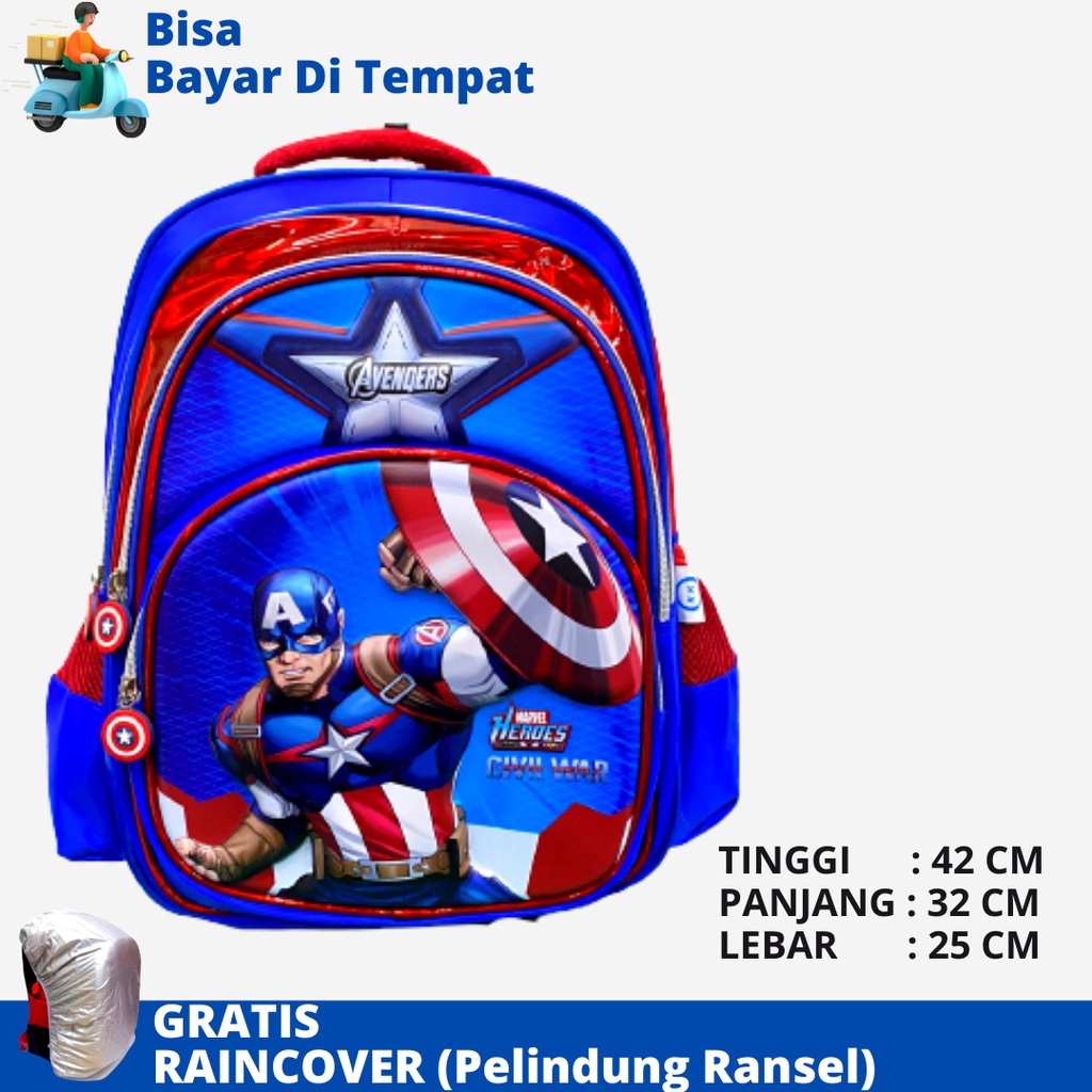 Tas Sekolah Anak SD Karakter Superhero DSTR-16069 Ukuran SD Ransel Anak Tas Anak Laki Laki