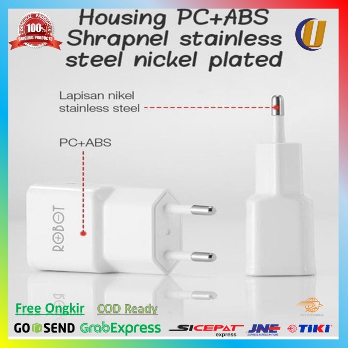 kepala charger 1A 5V robot rt k4 original 1 Lubang USB