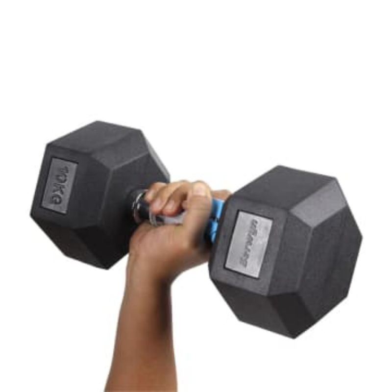 Berwyn Barbel - Dumbbell - dumble Karet Hexagonal 10 Kg - htm