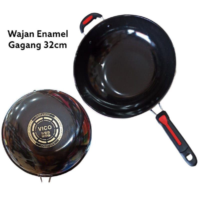 wajan enamel ganggang diameter 32 cm / wajan enamel kuping diameter 32 cm