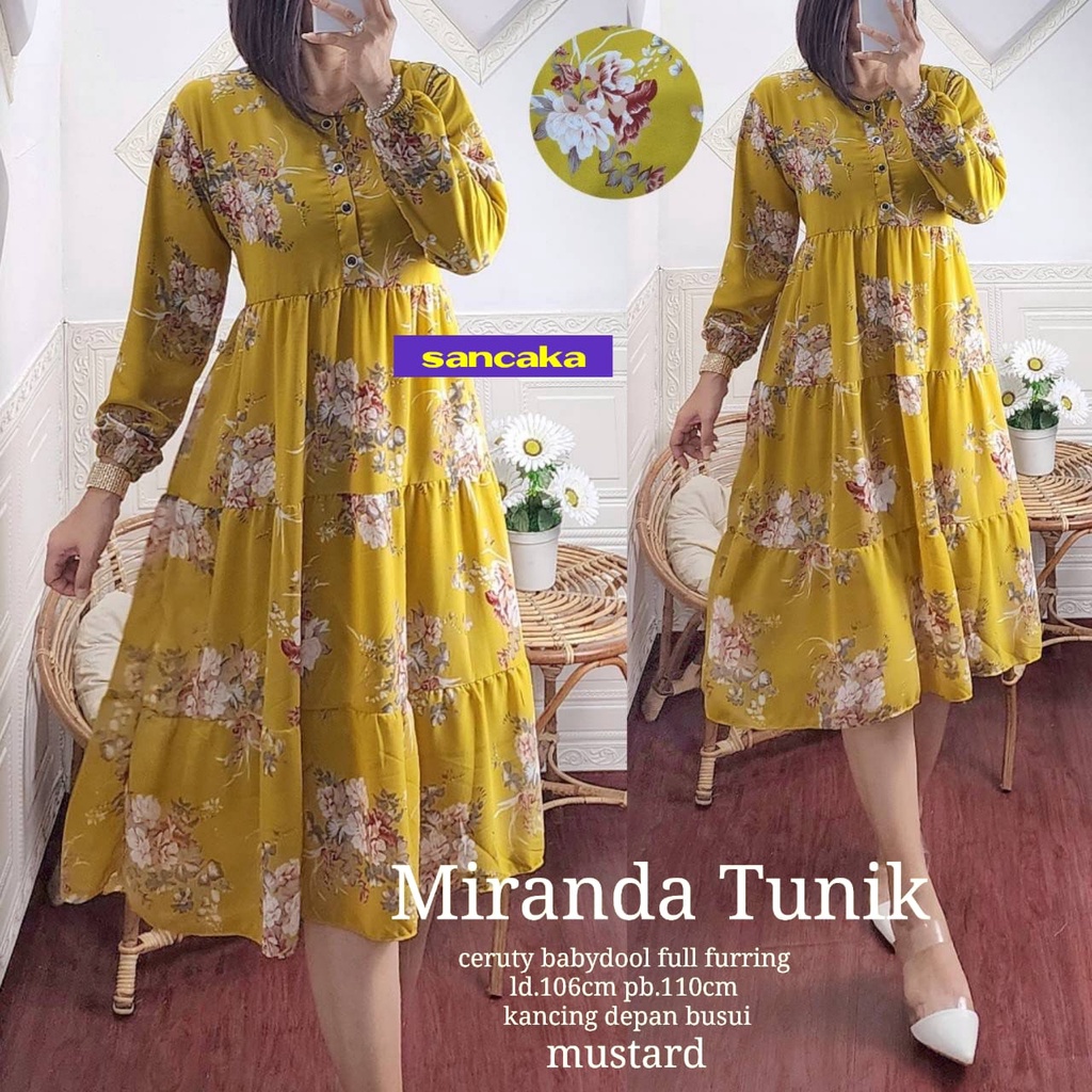 MIRANDA TUNIK • Tunik Bunga • Tunik Rempel • Tunik Motif • Dress Pantai • Dress Pendek • Daster Cant