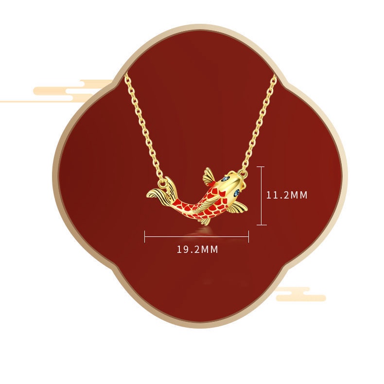 Lucky Koi Necklace Female Retro Chinese Style Simple Temperament Female Lucky Clavicle Chain Pendant