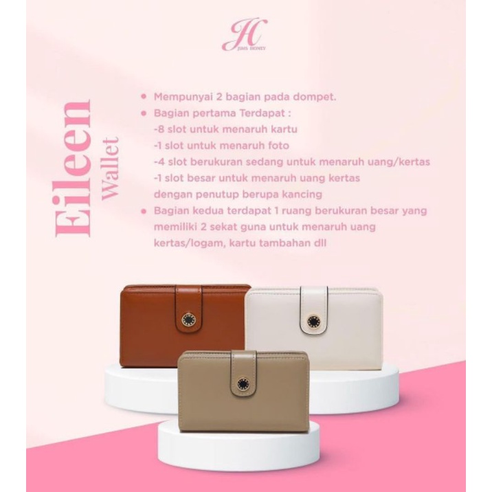 JIMS HONEY JH EILEEN WALLET DOMPET WANITA BRANDED EXCLUSIVE UNIK PROMO MURAH DISKON SALE KADO ULTAH ANNIVERSARY PACAR ISTRI CEWEK PEREMPUAN IBU UNIK ELEGANT CANTIK MURAH FEMINIM DOMPET WANITA MEDIUM TANGGUNG PANJANG PENDEK