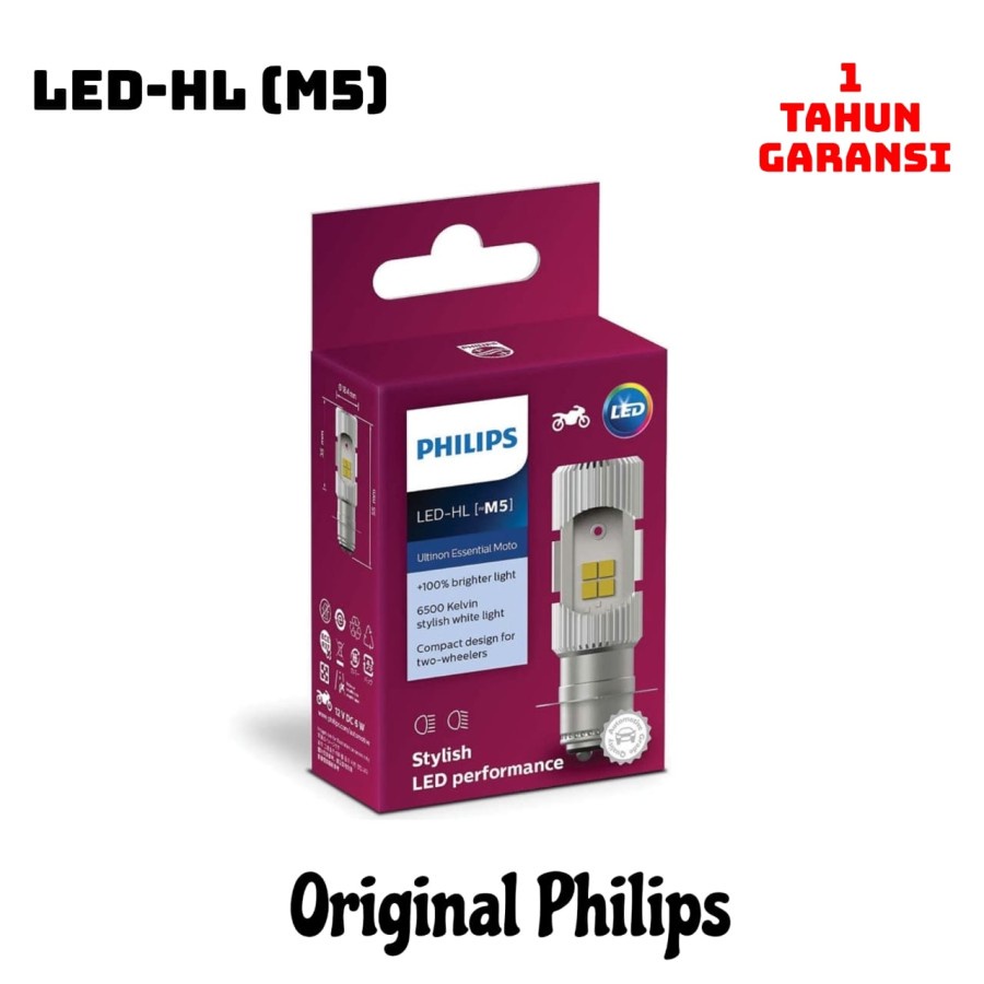 LAMPU DEPAN MOTOR LED PHILIPS-LAMPU LED 2SISI H6 ARUS DC M5 ORIGINAL 100%