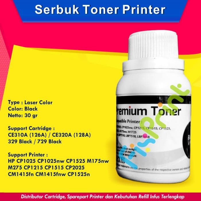 Serbuk Toner HP CP1025 CP1025 CP1025nw CP1215 CP1515 CP1525 Black FPJNew2996
