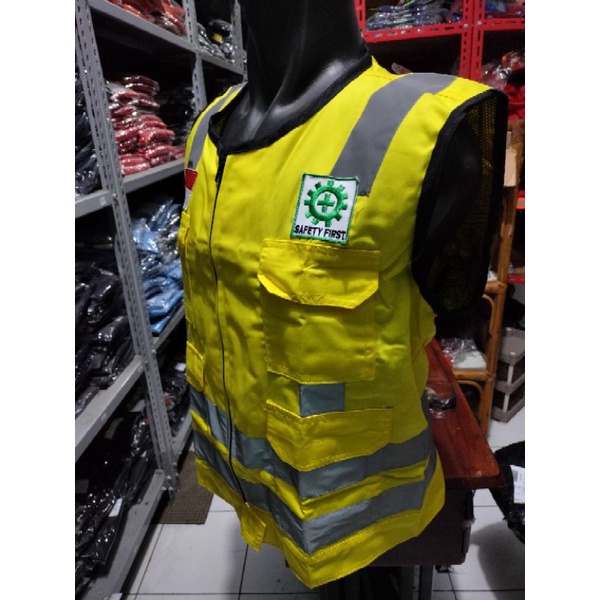 ROMPI SAFETY KUNING BAHAN KAIN DRILL PAKAI FURING