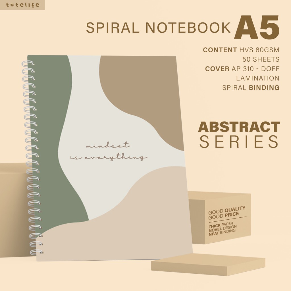 

[totelife] Spiral Notebook A5 / Abstract Series / 50 Lembar 80gsm / Dotted Grid Lined Plain Paper