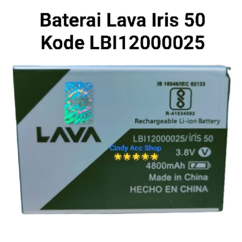 Baterai Lava Iris 50 LBI12000025 Battery Batre Original