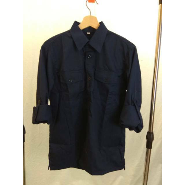 Seragam NET TV PDH Biru Dongker Polos Lengan panjang