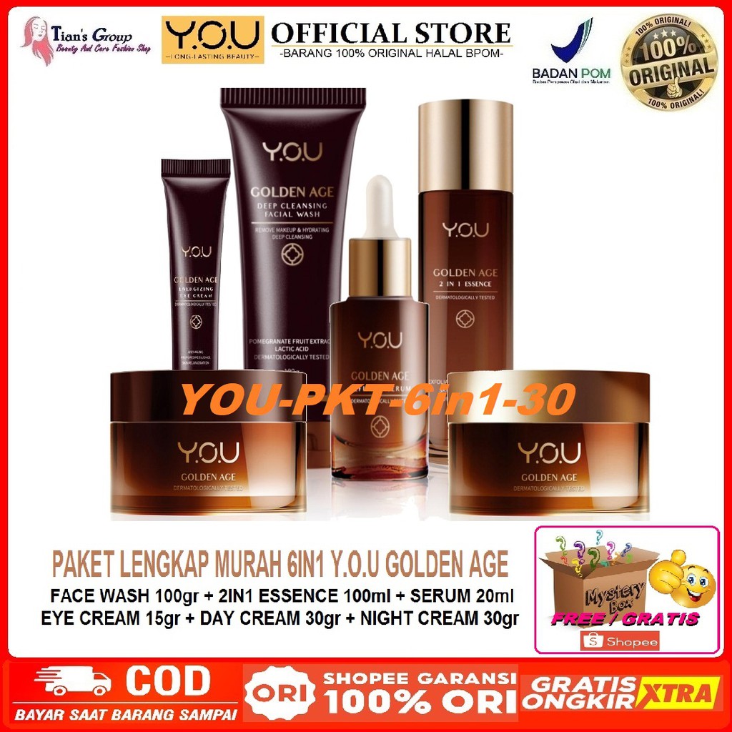 Promo Murah Paket Lengkap Skin Care 6in1 YOU Make Up Golden Age Series 30gr Ori BPOM