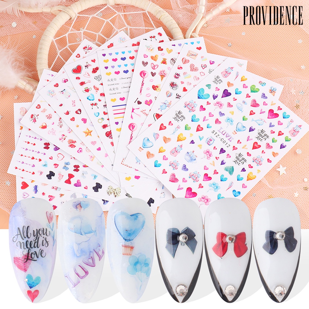 Providence Nail Art Sticker Lovely Cute PET Valentine Heart Shaped Nail Art Tips Decoration for Couple