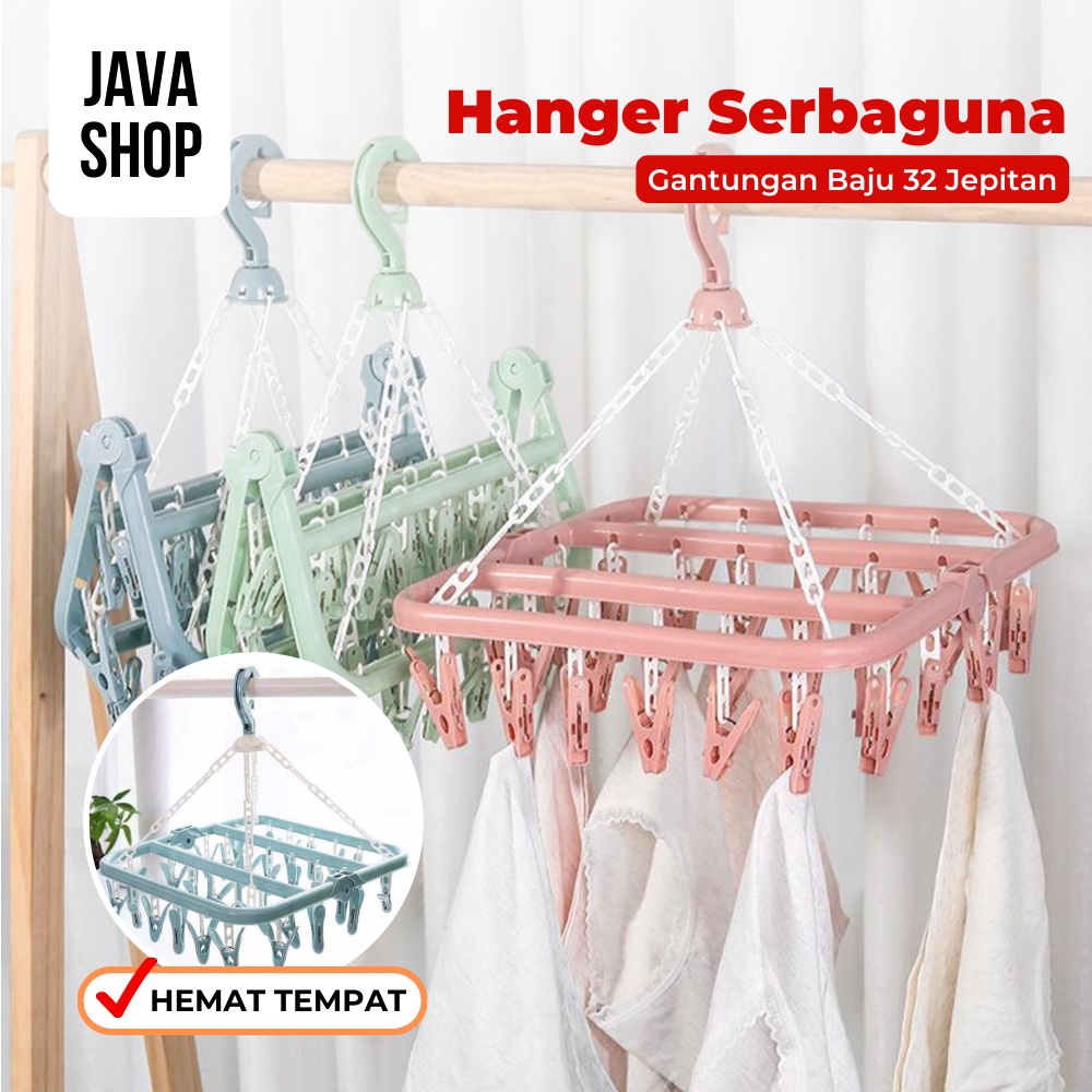 JAVASHOP Hanger Gantungan Baju Serbaguna 32 Jepitan