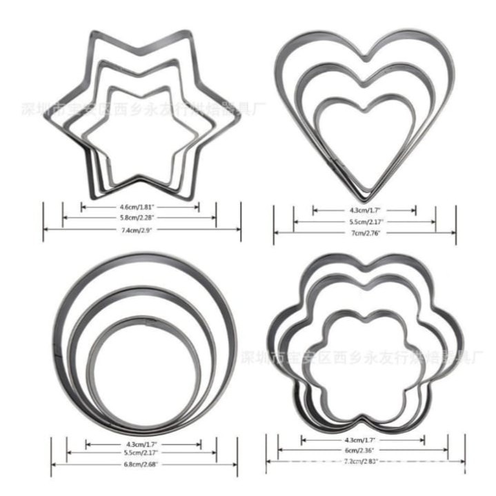 Cetakan Kue Kering / Cookie Cutter Bahan Stainless 12pcs