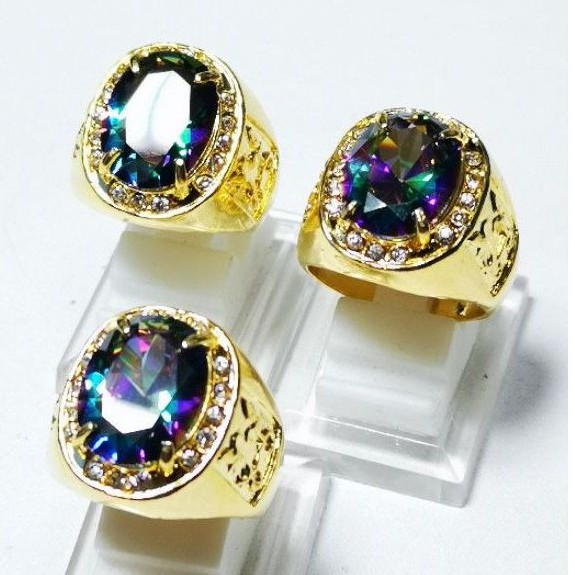 CINCIN BATU PERMATA RAINBOW MYSTIC QUARTZ