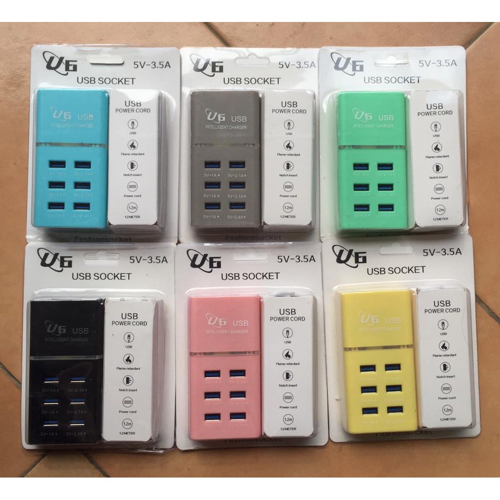 USB Socket U6 6USB Intelligent Charger 1.2M 5V-3.5A