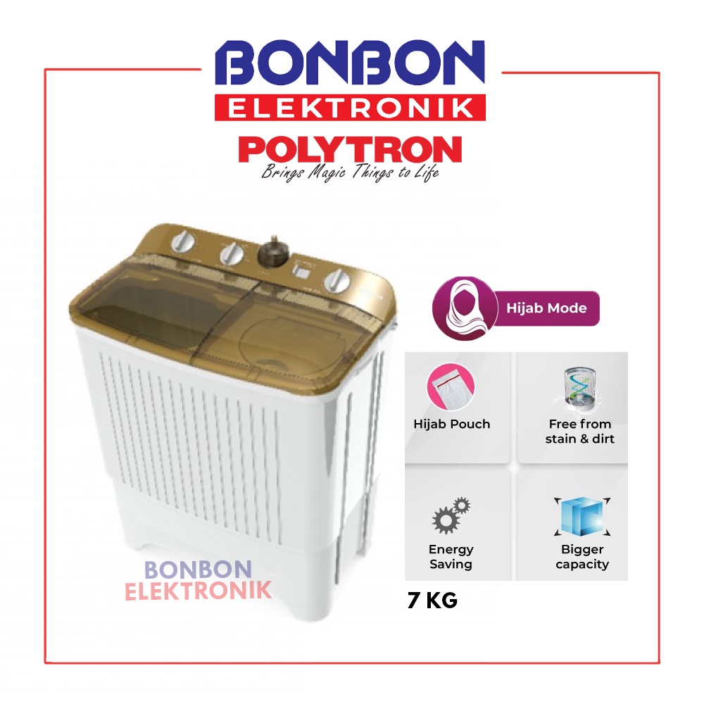 Polytron Mesin Cuci 2 Tabung 7KG PWM-7072N / PWM 7072 N / PWM7072