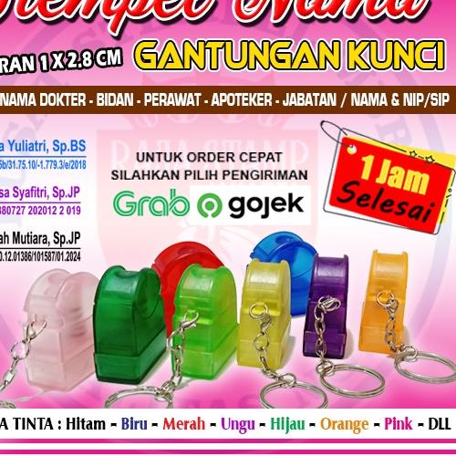 

ペ STEMPEL NAMA BIDAN, DOKTER, APOTEKER, JABATAN, NO HP. CUSTOM FLASH WARNA GANTUNGAN TRANSPARAN 10mm X 28mm Terbaik