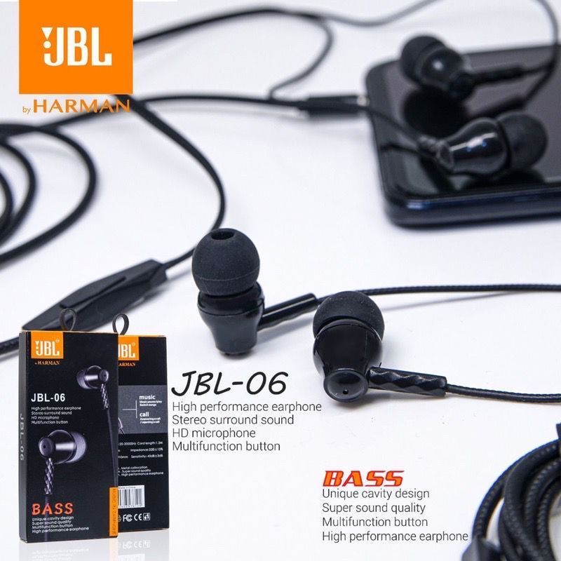 PROMO HF HEADSET JBL JB-06 STEREO EARPHONE PACKING IMPORT