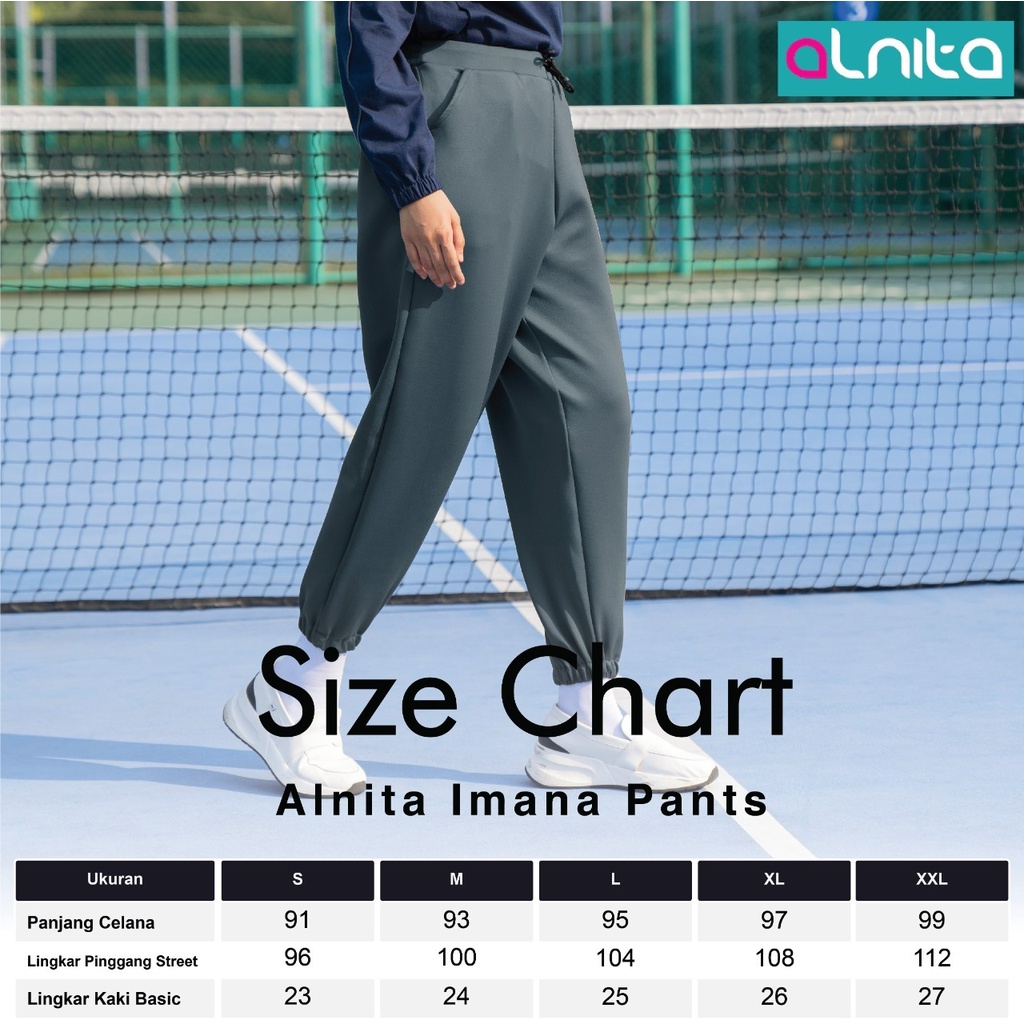 Alnita Celana Olahraga IMANA PANTS Bahan Scuba Bawahan Muslimah s=Simpel New Collection bisa COD