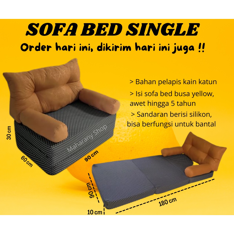 Kasur Lipat Sofa Bed Single Katun Busa Awet Minimalis Sofabed Kursi Tamu Anak