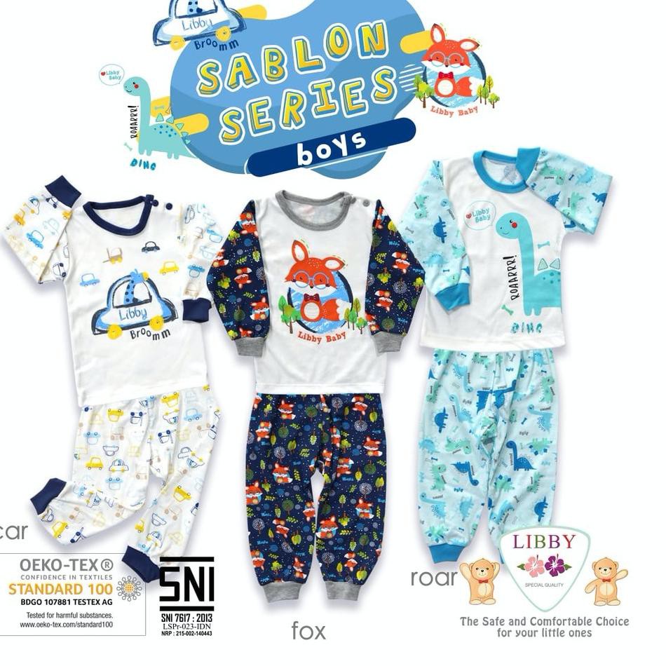 Stok terbatas - LIBBY Setelan Oblong Panjang & Celana Panjang S-M-L (SABLON SERIES BOY)