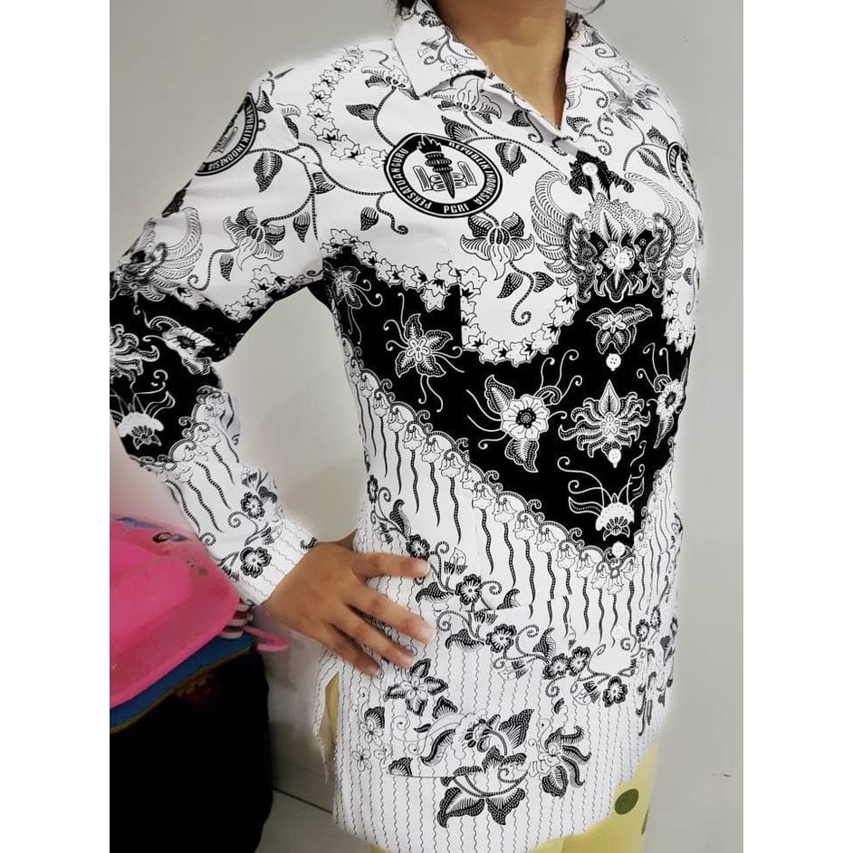 Pakaian Baju Seragam Kemeja Wanita Batik PGRI Lengan Panjang