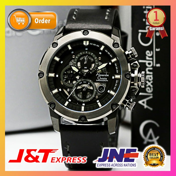 JAM TANGAN ALEXANDRE CHRISTI ALEXANDER CHRISTIE PRIA COWOK ORIGINAL ORI BRANDED AC 6416 FULL BLACK