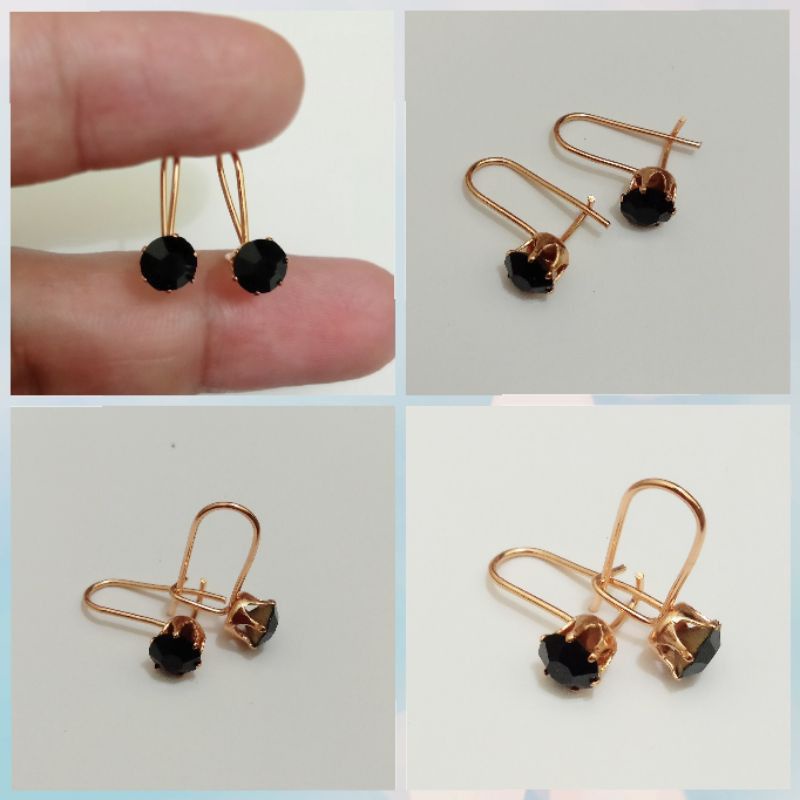 Anting mata hitam desy permata hitam gold perhiasan wanita aksesoris fashion wanita