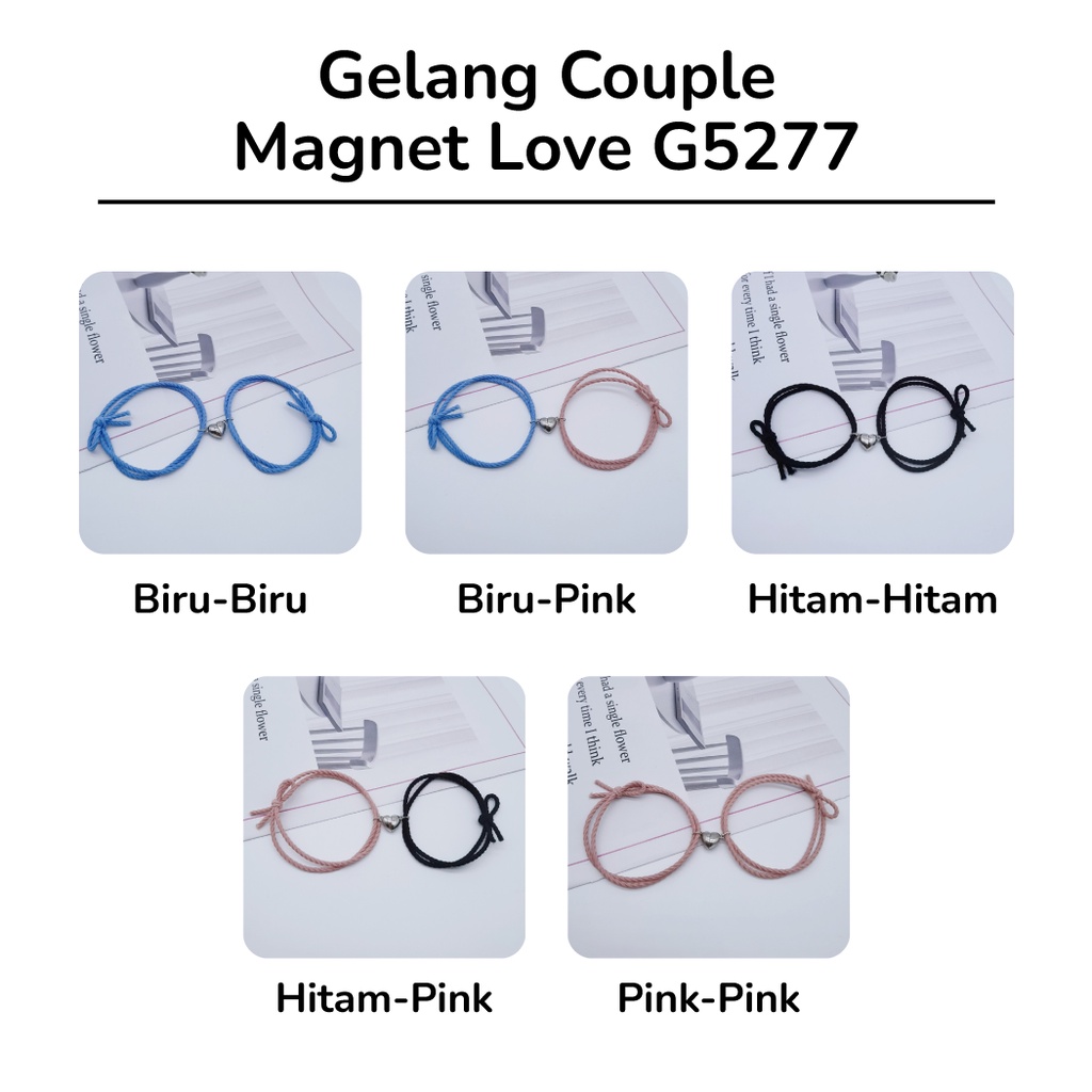 OSM JKT G5277 (2PCS) Gelang Couple Magnet Love / Gelang Couple Pria Wanita / Gelang Fashion Korea / Gelang Love Hati (Sepasang)-1