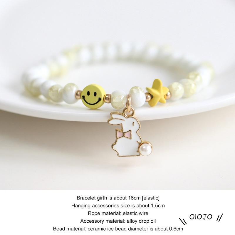 【COD】Gelang Manik-Manik Keramik Dengan Liontin Unicorn / Bintang / Kelinci Untuk Wanita