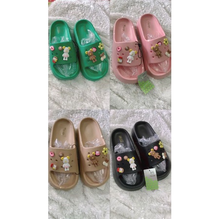 Sandal Jelly Fuji Motif Bear Import/Sandal Wedges Wanita Platform Tebal Terbaru