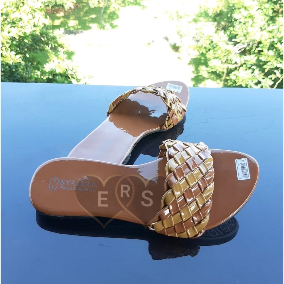 TOKOERS SDPD07 Sandal Wanita Perempuan Sandal Teplek -  Motif Kepang