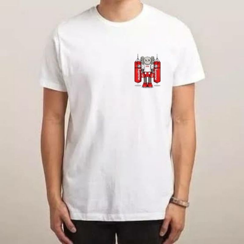 KAOS BAJU TSHIRT DISTRO PRIA WANITA UNIQLO KAWS X SUPREME COMBED 30S KAOS MURAH