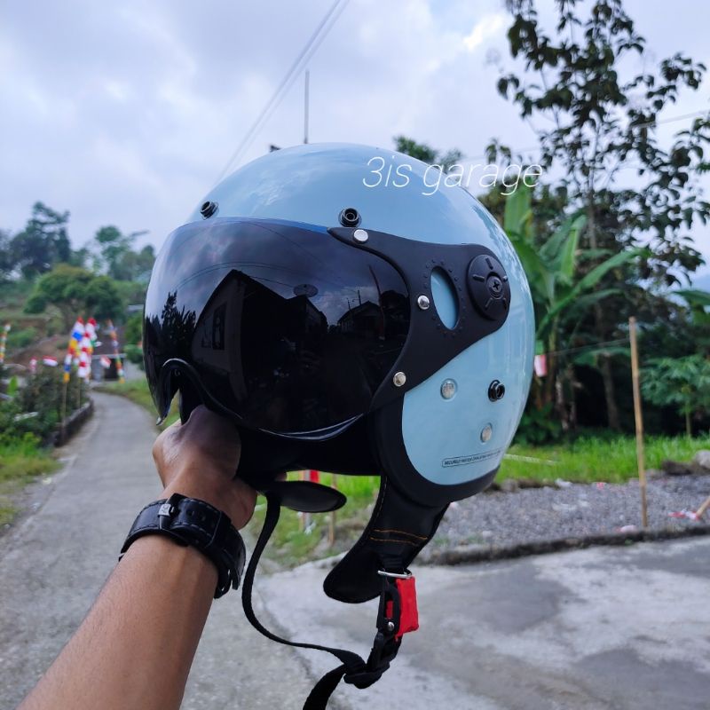 HELM BOGO RETRO PILOT FULL LEHER SNI ORIGINAL