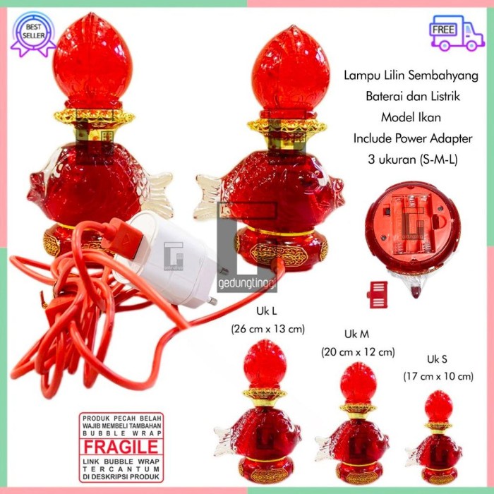 Lampu Budha - Lampu Lilin Meja Altar Sembahyang Doa Led Baterai Listrik Elektrik